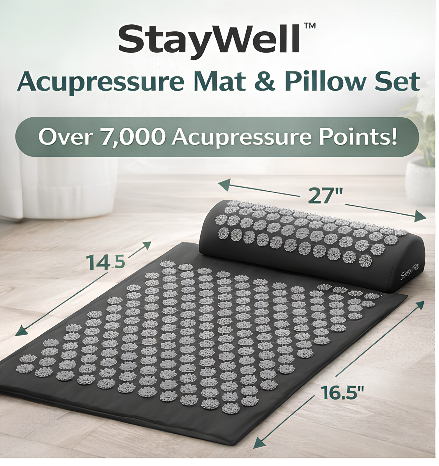 StayWell™ Acupressure Reset Mat & Pillow Set – Neck & Back Relief