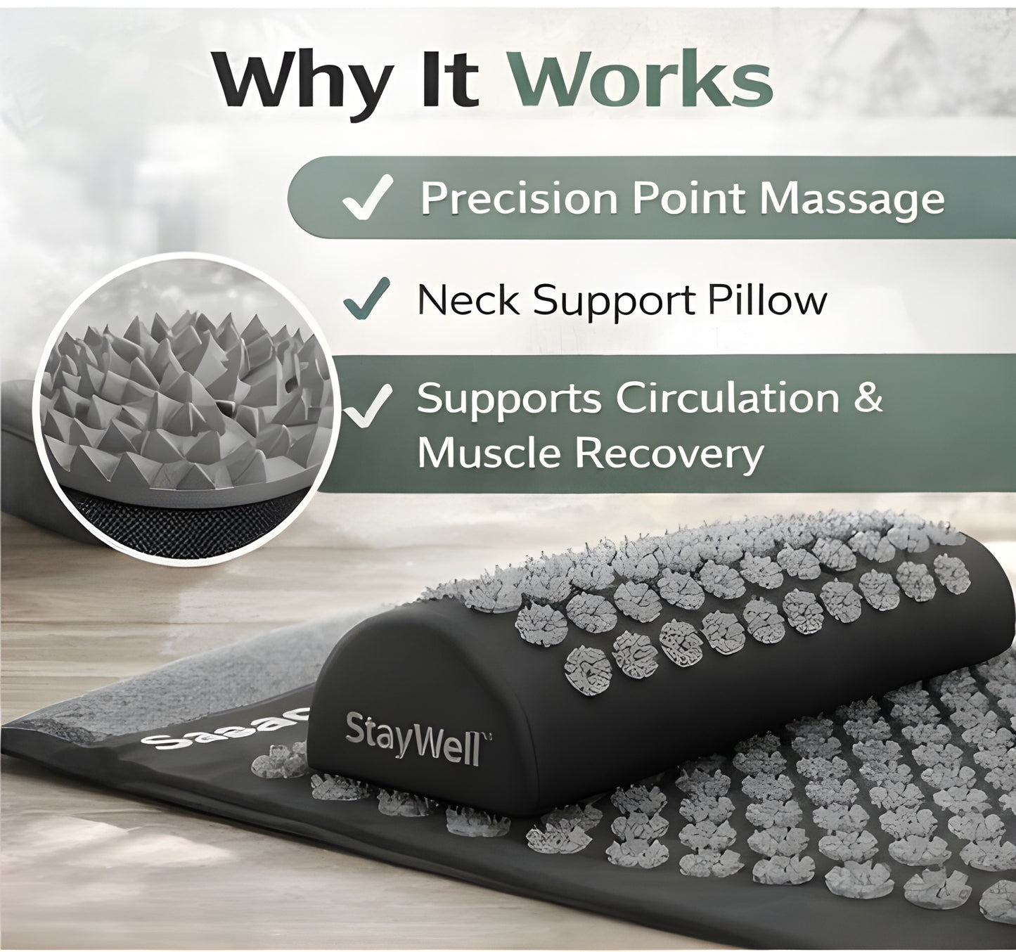 StayWell™ Acupressure Reset Mat & Pillow Set – Neck & Back Relief